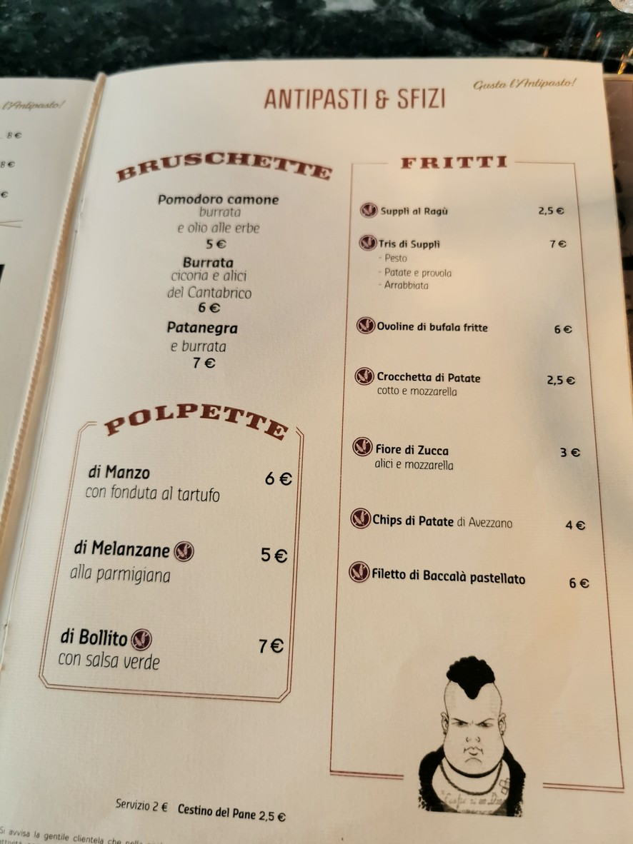 I Vitelloni CIAMPINO menu 1