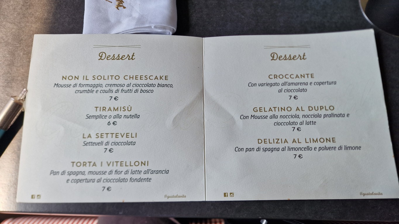 I Vitelloni CIAMPINO menu 7