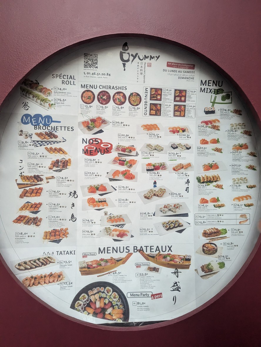 Restaurant YUMMY menu 1