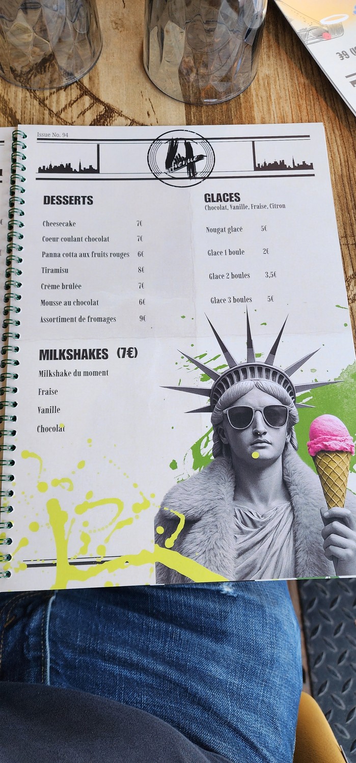 4eme AVENUE menu 4