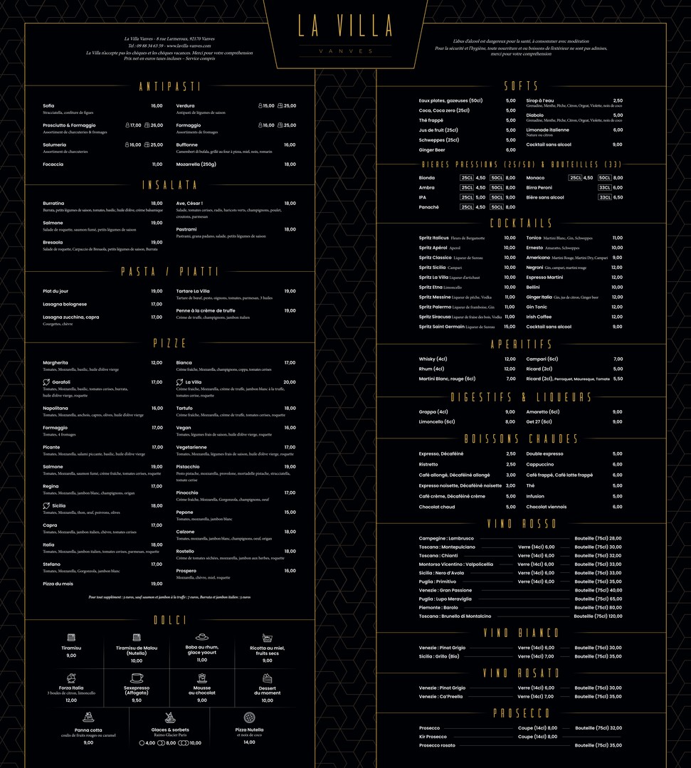 La Villa Vanves menu 1