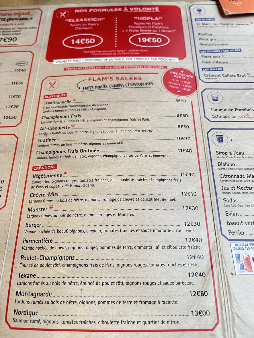 Flam's bar y restaurante de Flammekueches menu 1