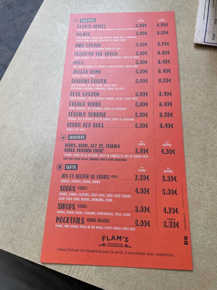 Flam's bar y restaurante de Flammekueches menu 2