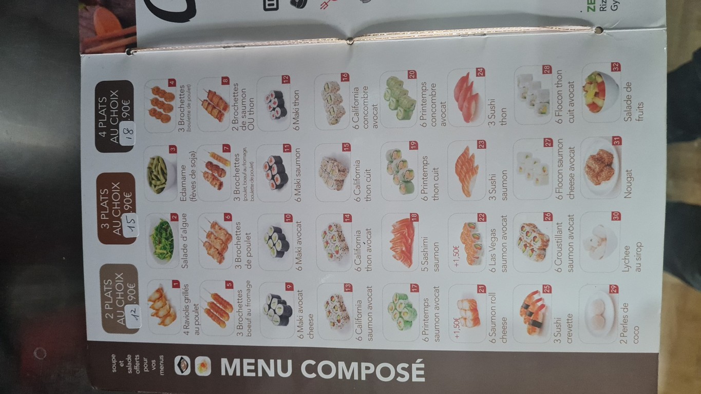 Sushi zen menu 3