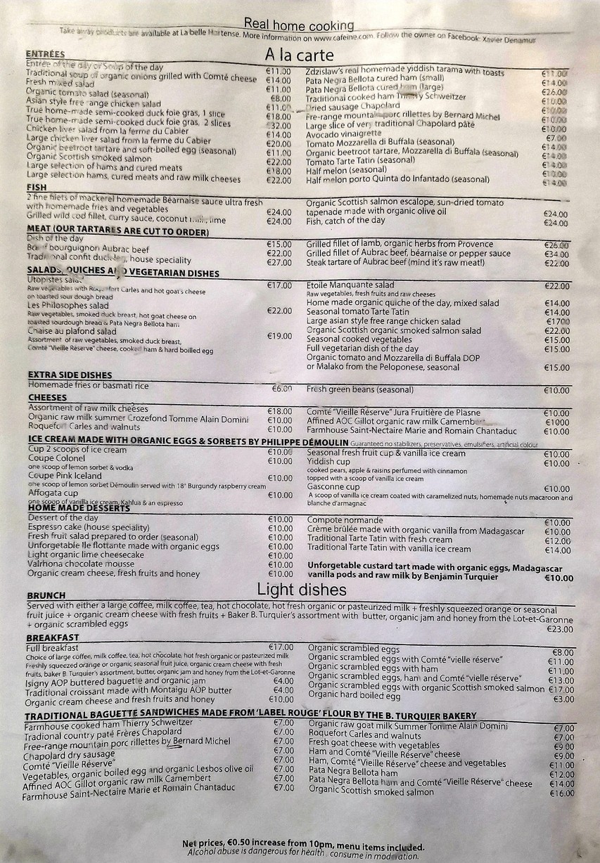 Les Philosophes menu 1