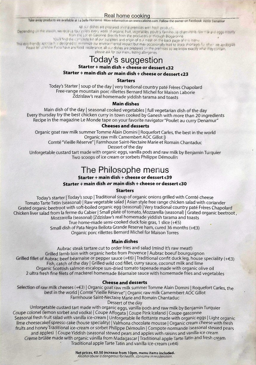 Les Philosophes menu 2