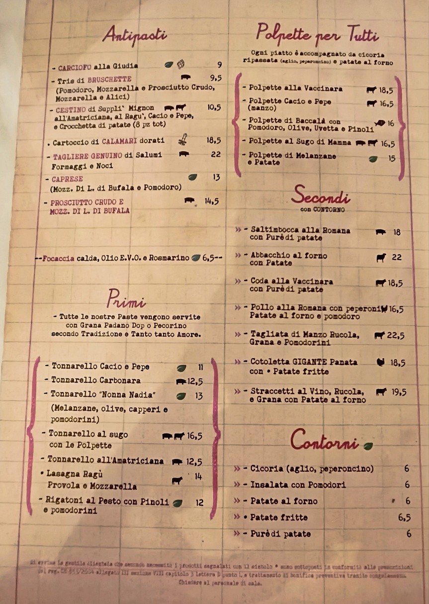 Tonnarello San Pietro menu 1