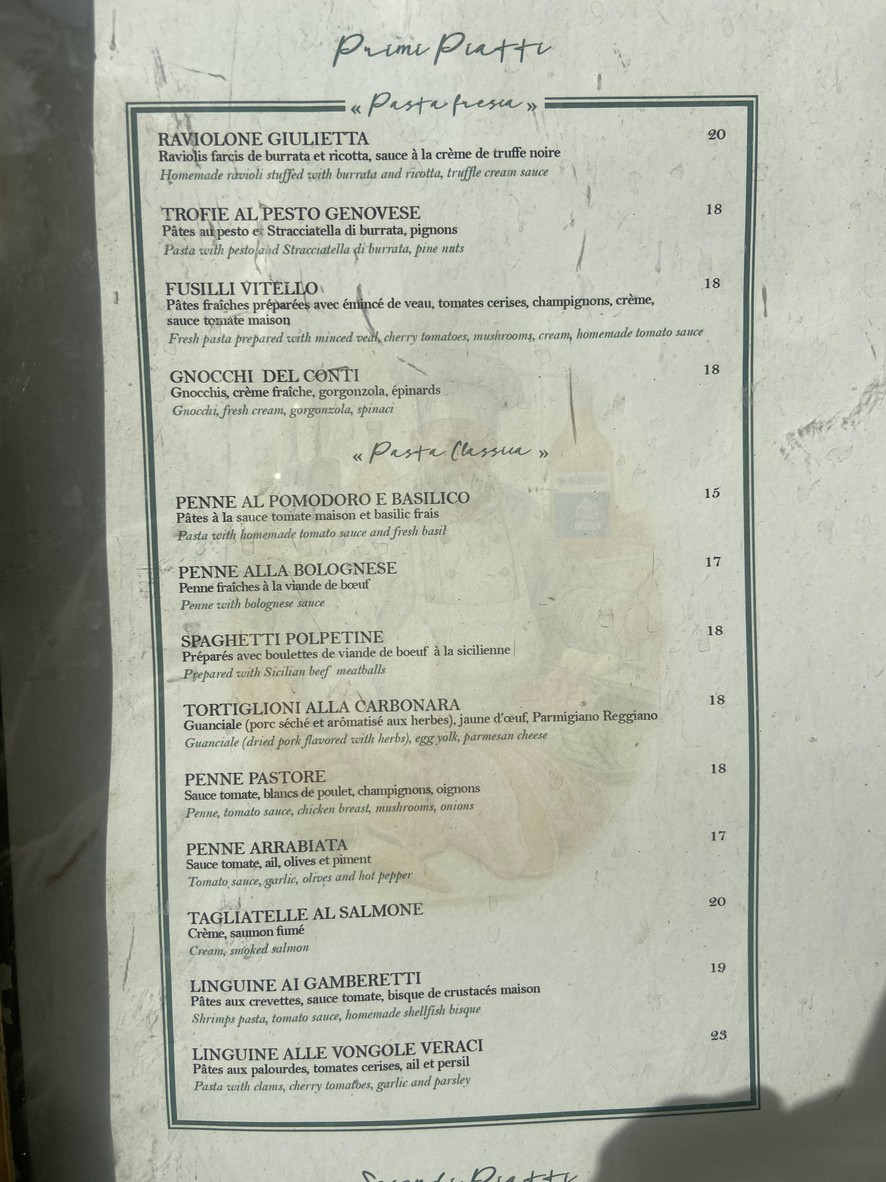 Trattoria César menu 1