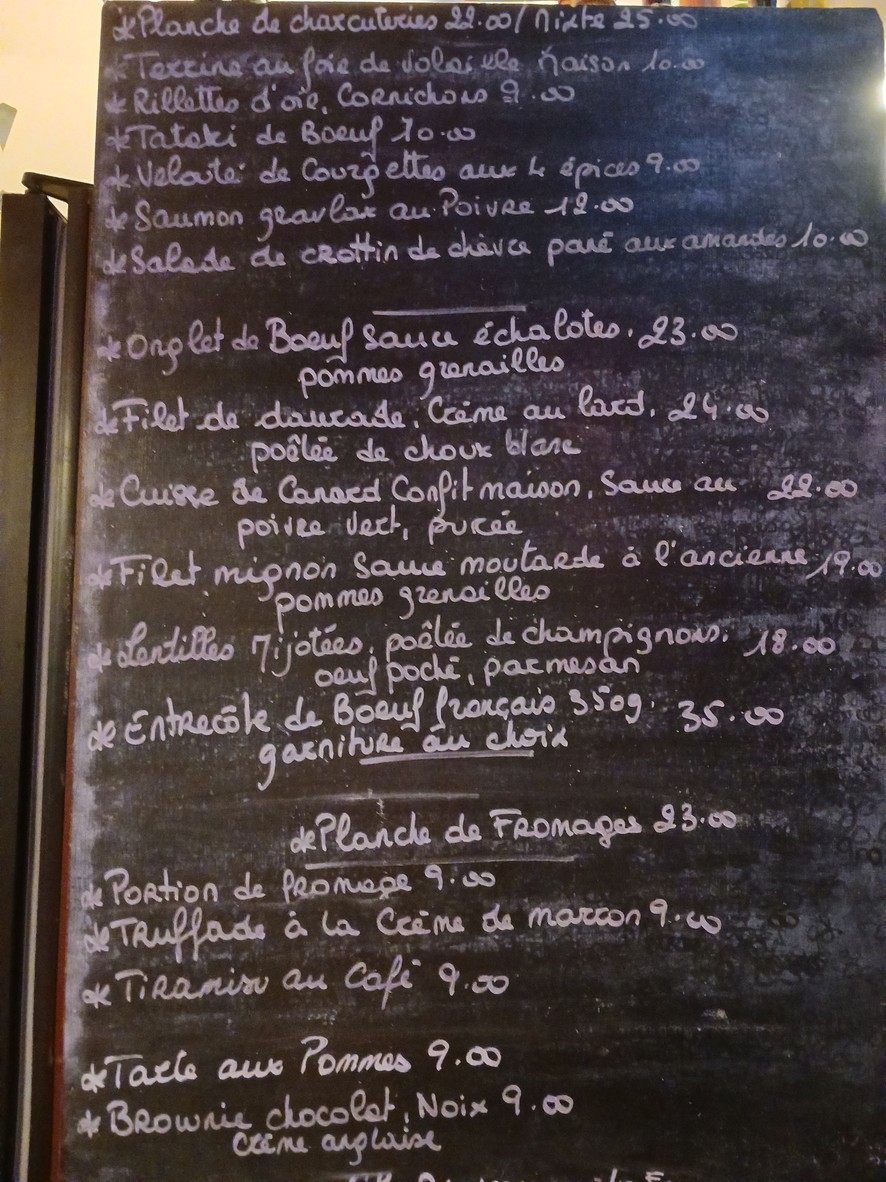 Chez annette menu 1
