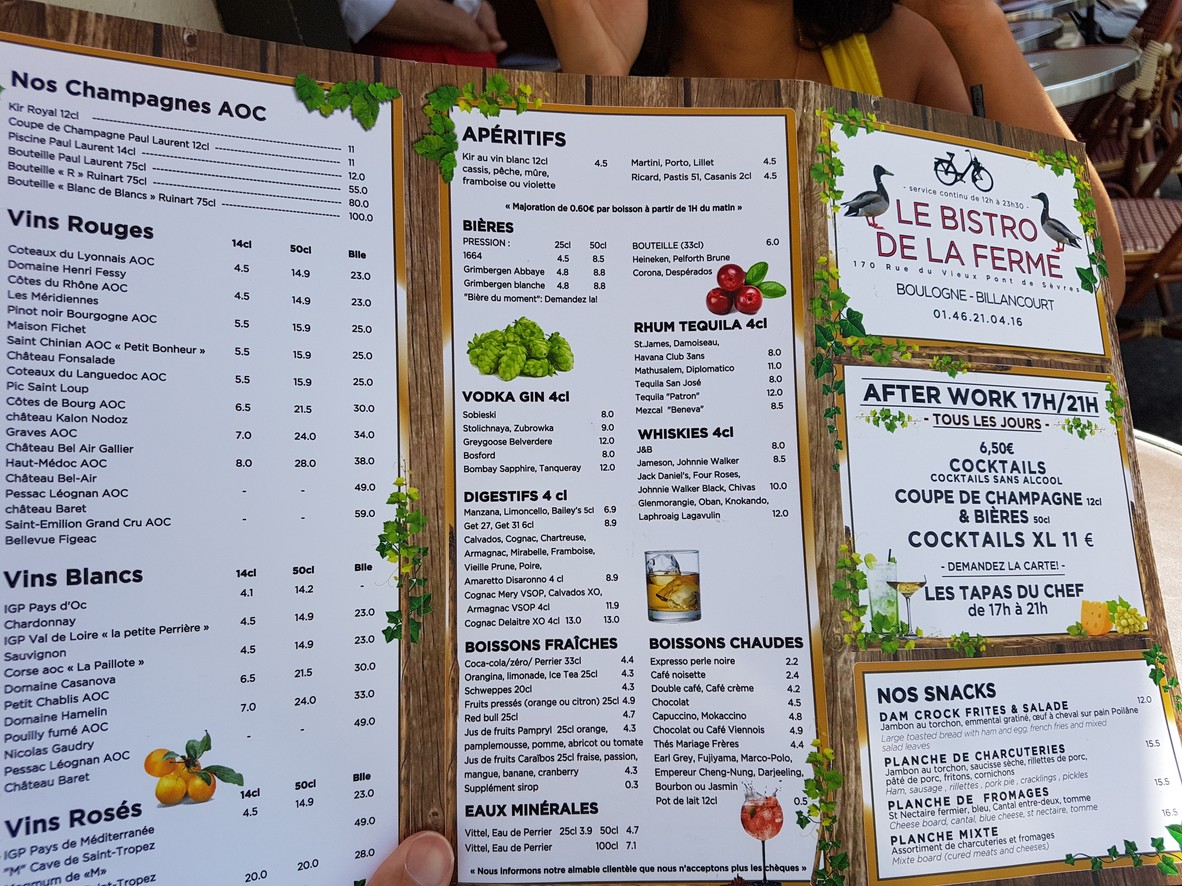 Le Bistro de la Ferme menu 1
