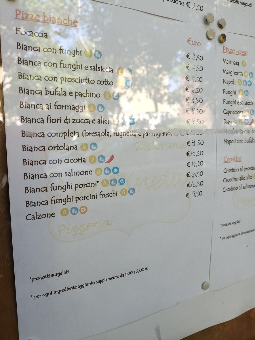 Trattoria Pizzeria La Pineta menu 1