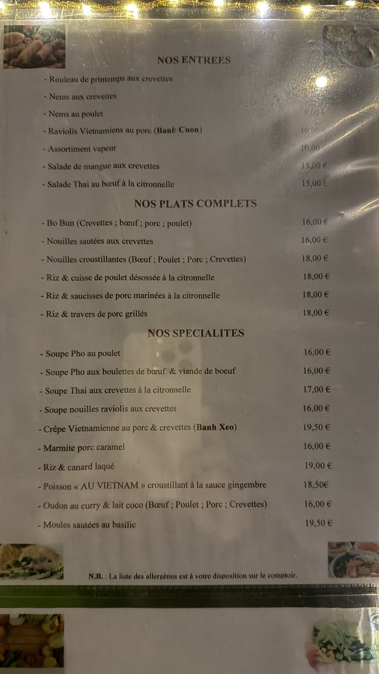 Au Vietnam menu 1