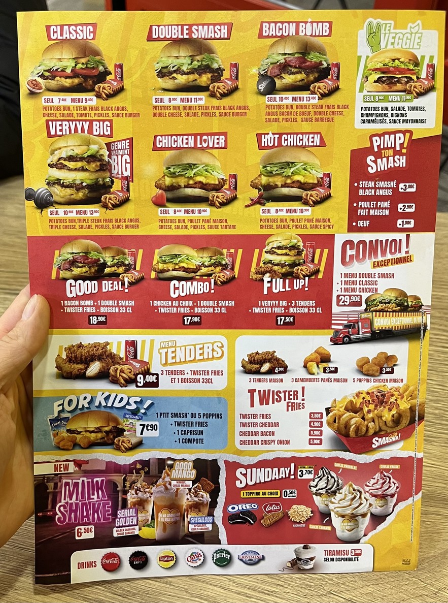 ÇA VA SMASHER menu 1