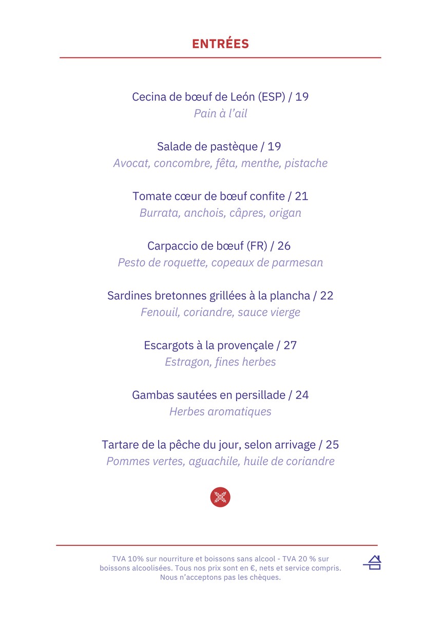 GrandCœur menu 1