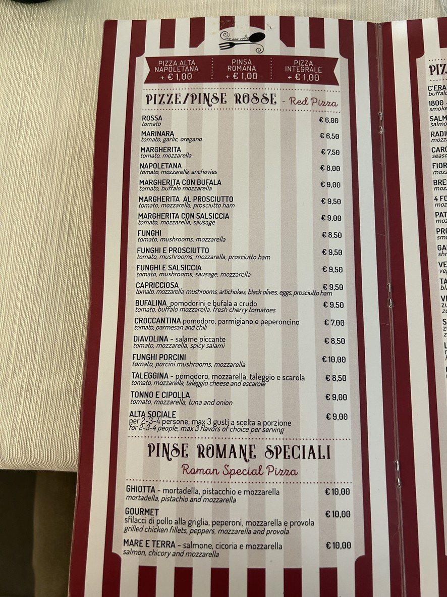 C'era una Volta menu 4
