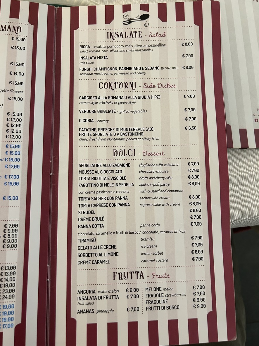 C'era una Volta menu 6