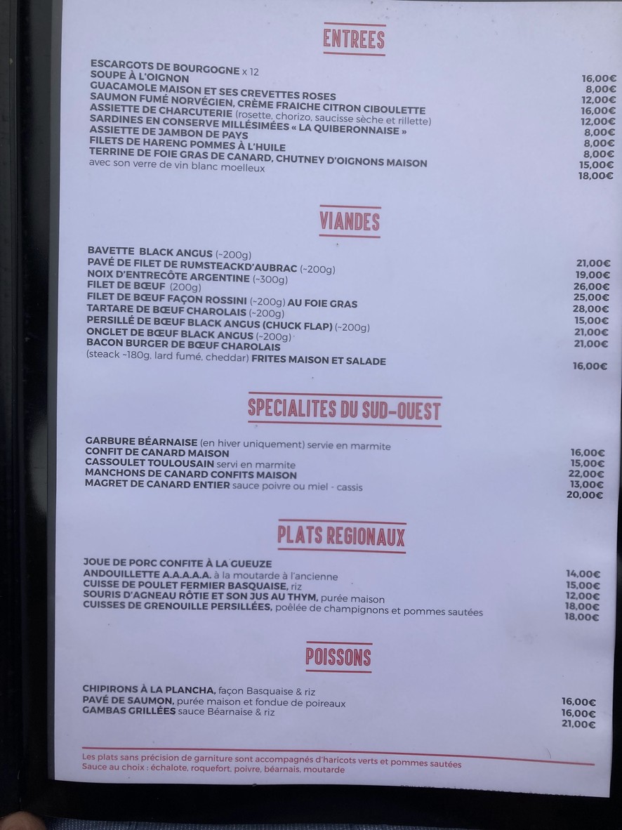 Au Timbre Poste menu 2
