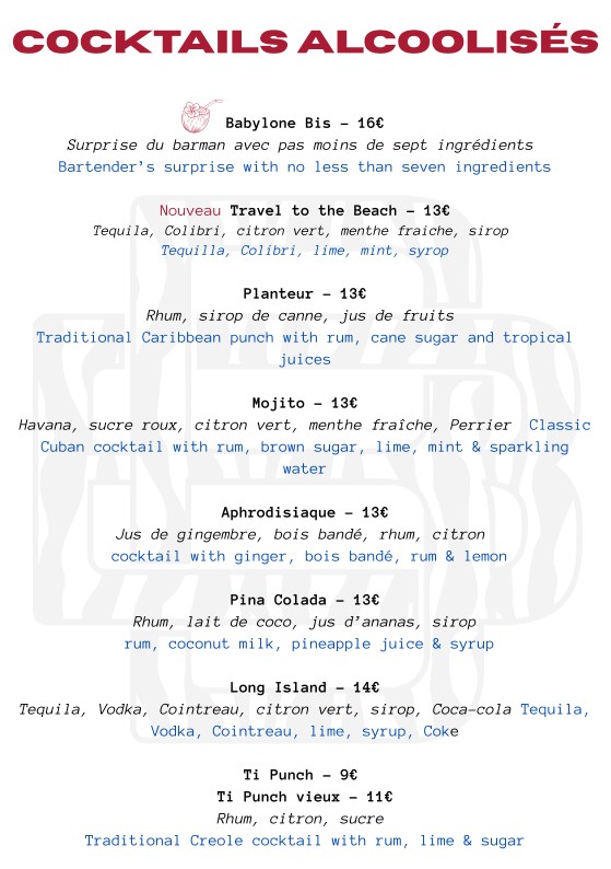 Babylone bis menu 1