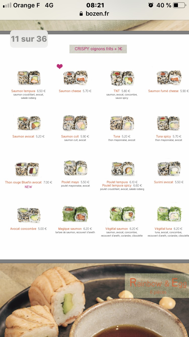 Bozen Levallois menu 2