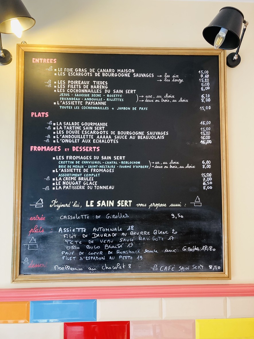 Le Sain Sert menu 1