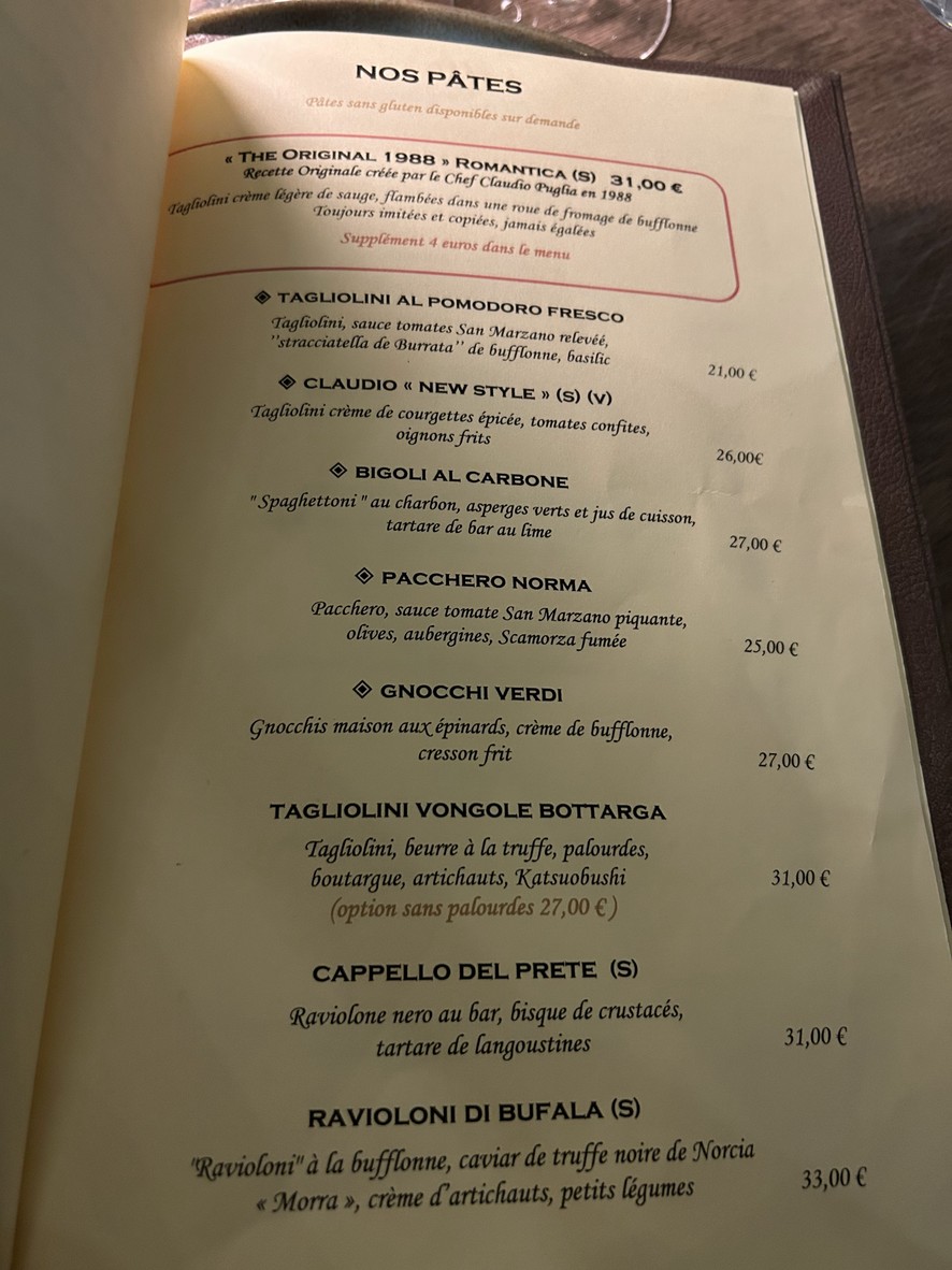 La Romantica menu 2