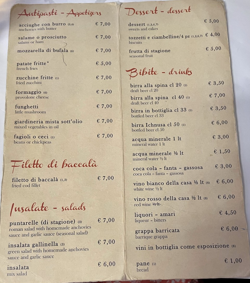 Dar Filettaro a Santa Barbara menu 1