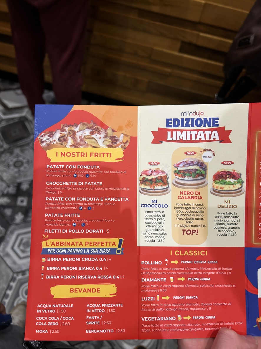 Mi 'ndujo - Tuscolana menu 1