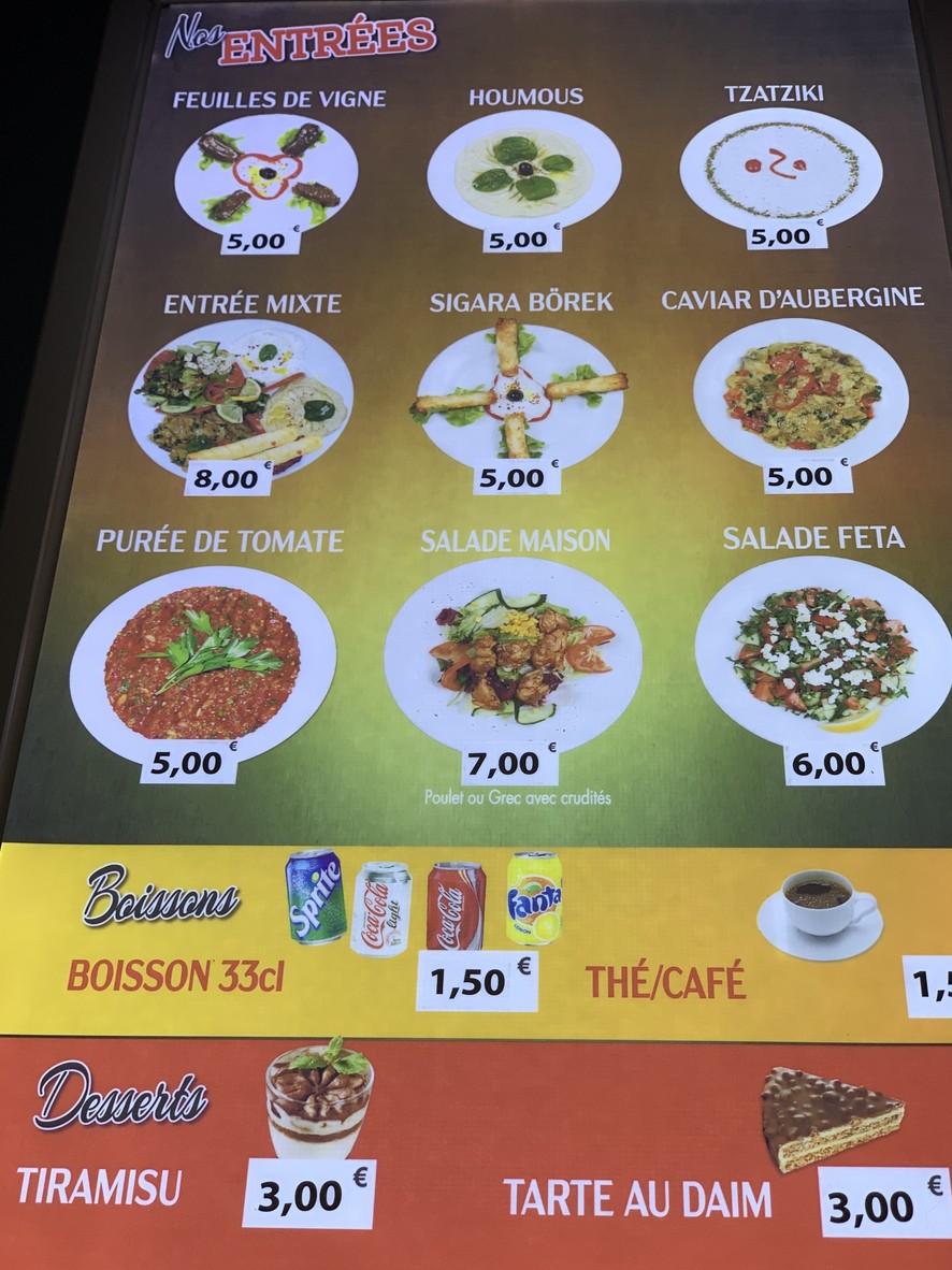 Kebab Alésia menu 1
