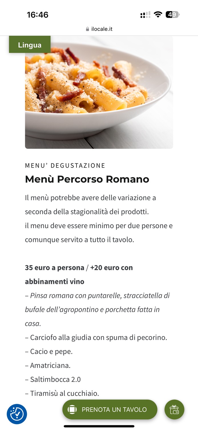 IL LOCALE menu 1