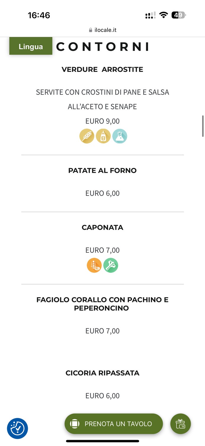 IL LOCALE menu 4