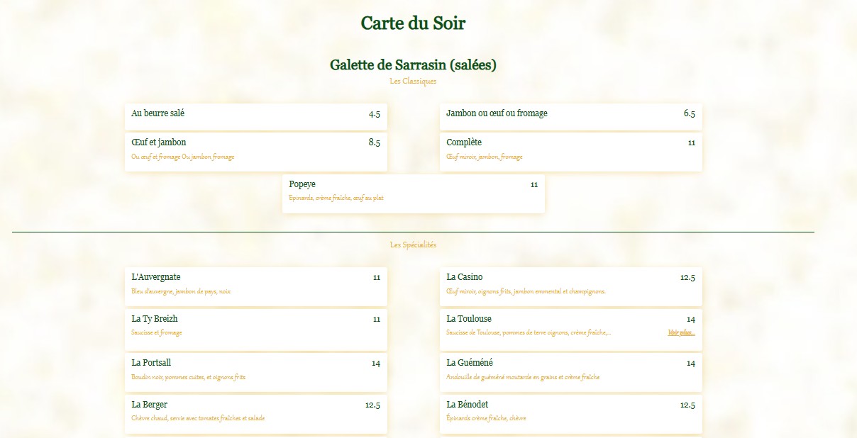 Au Beurre Salé menu 1