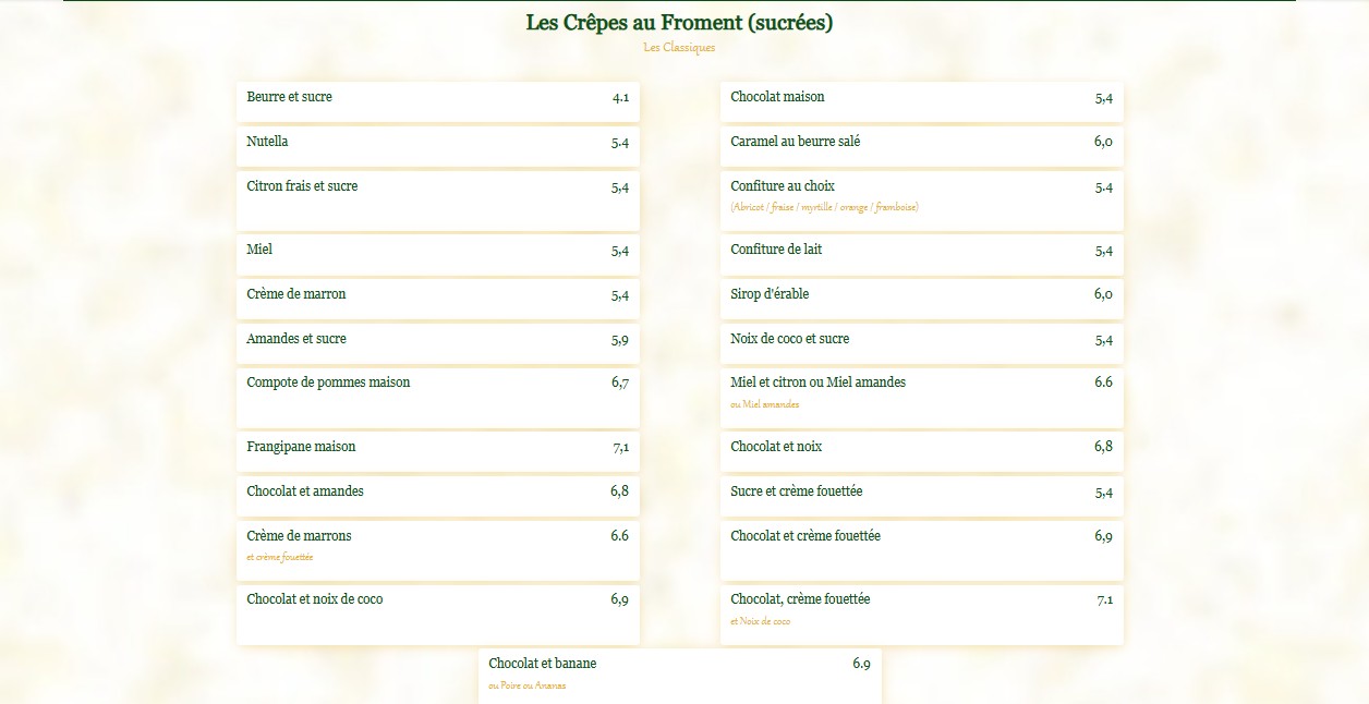 Au Beurre Salé menu 3