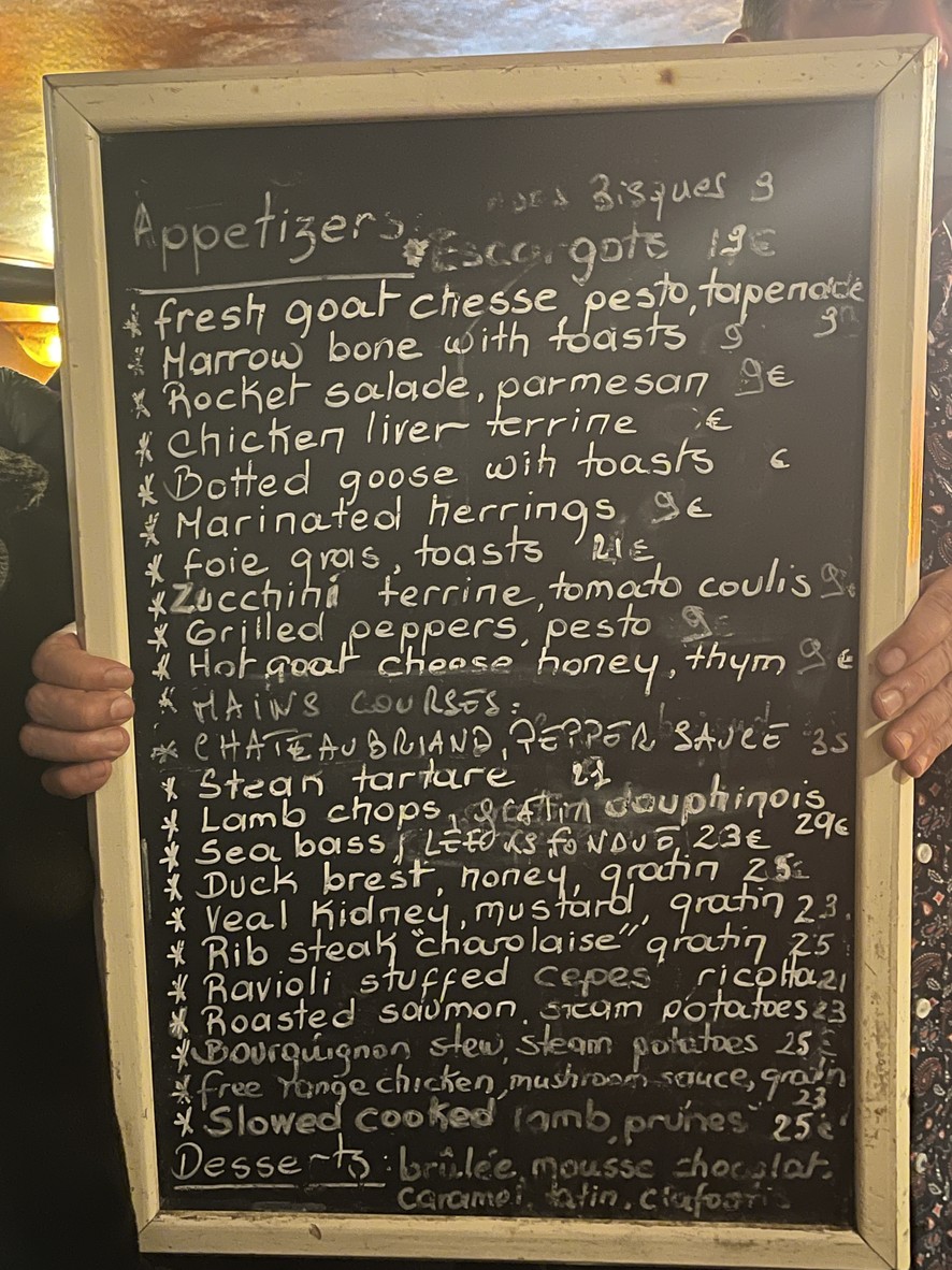 Le Bistrot d'Henri menu 1