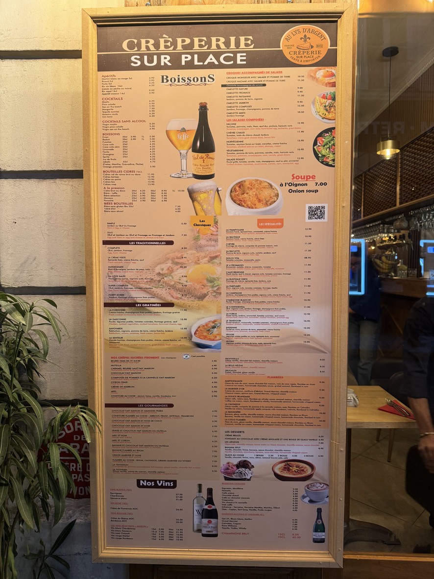 Au Lys D'Argent menu 1