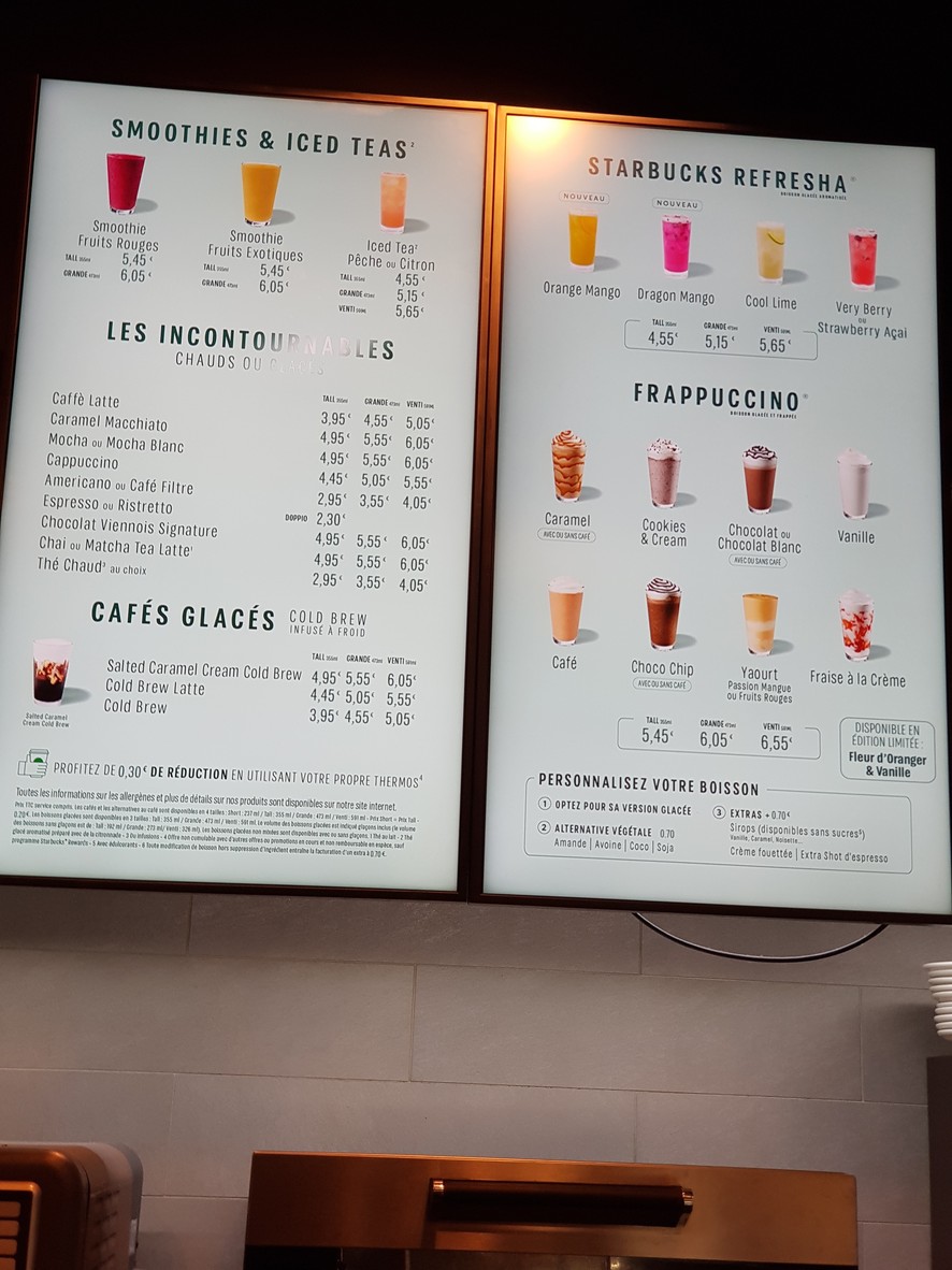 Starbucks menu 2