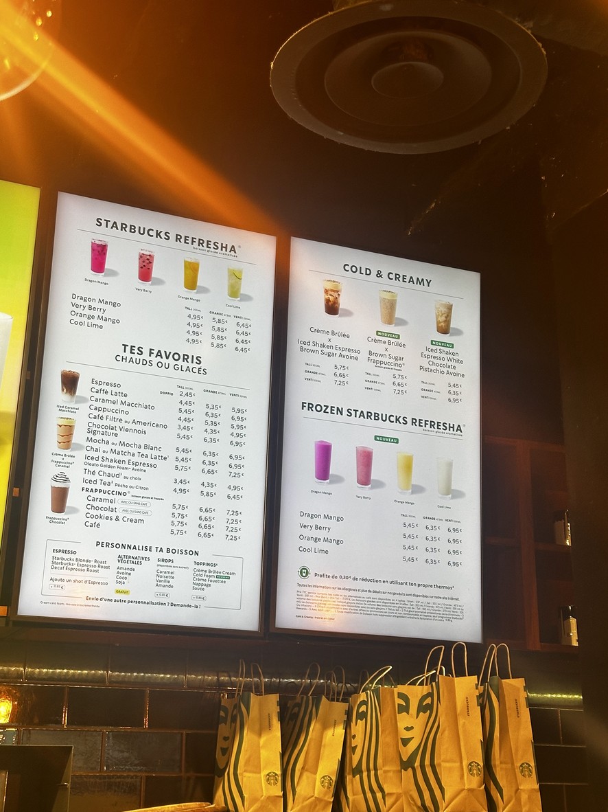 Starbucks menu 2