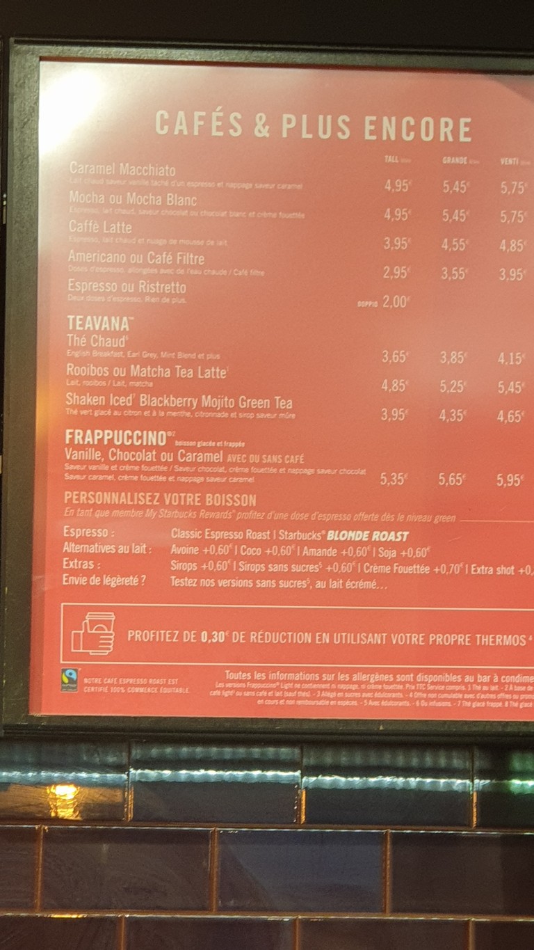 Starbucks menu 3