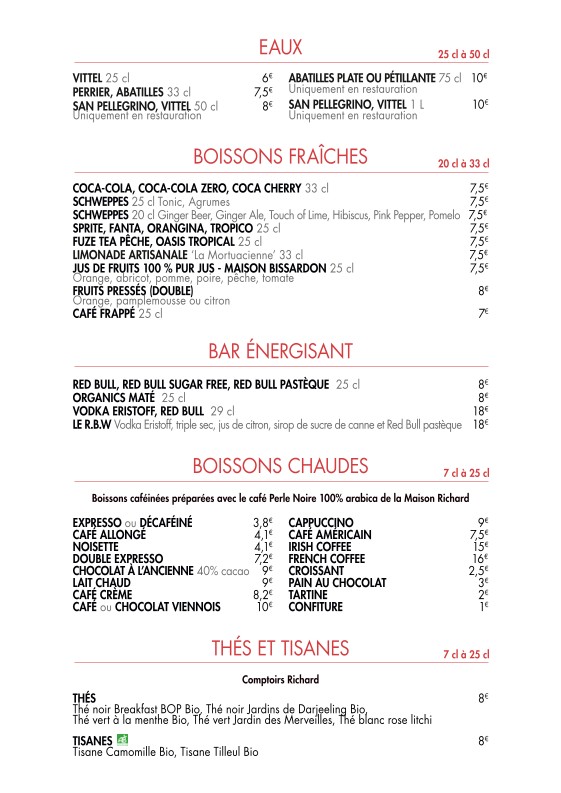 Le Marceau menu 1