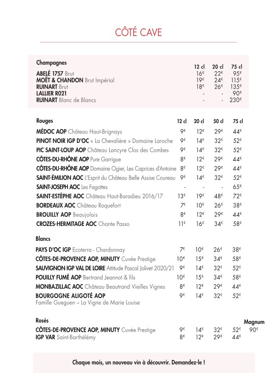 Le Marceau menu 3