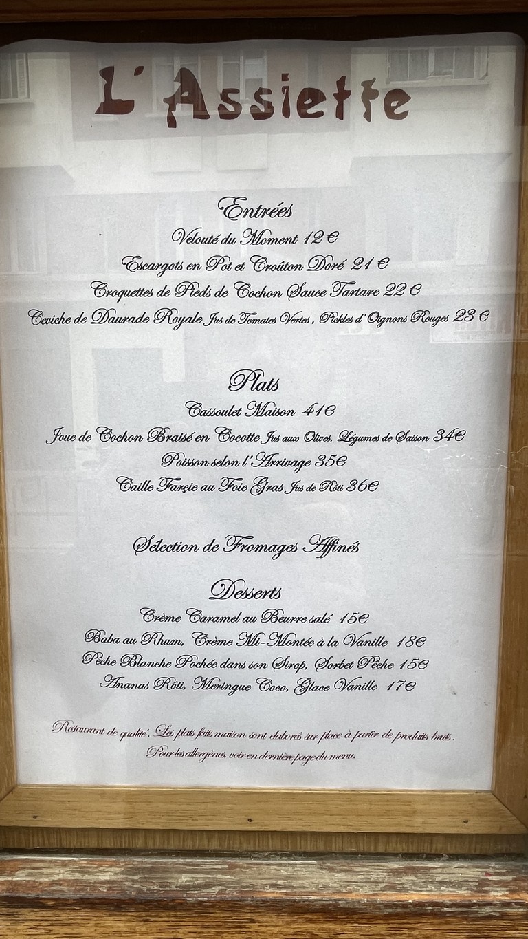 L'Assiette menu 1