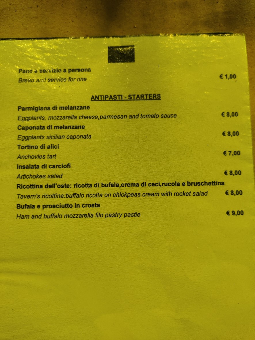 Osteria Mamma Mia menu 1