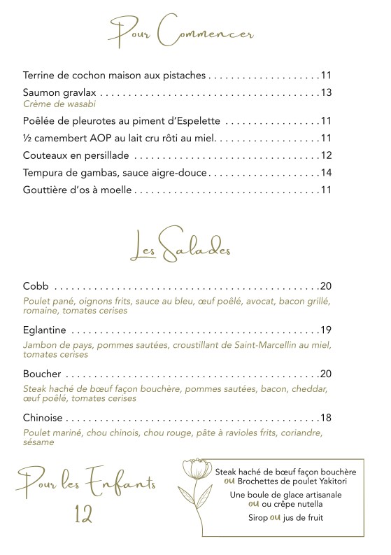 L'églantine menu 1
