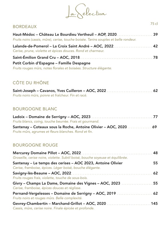 L'églantine menu 7