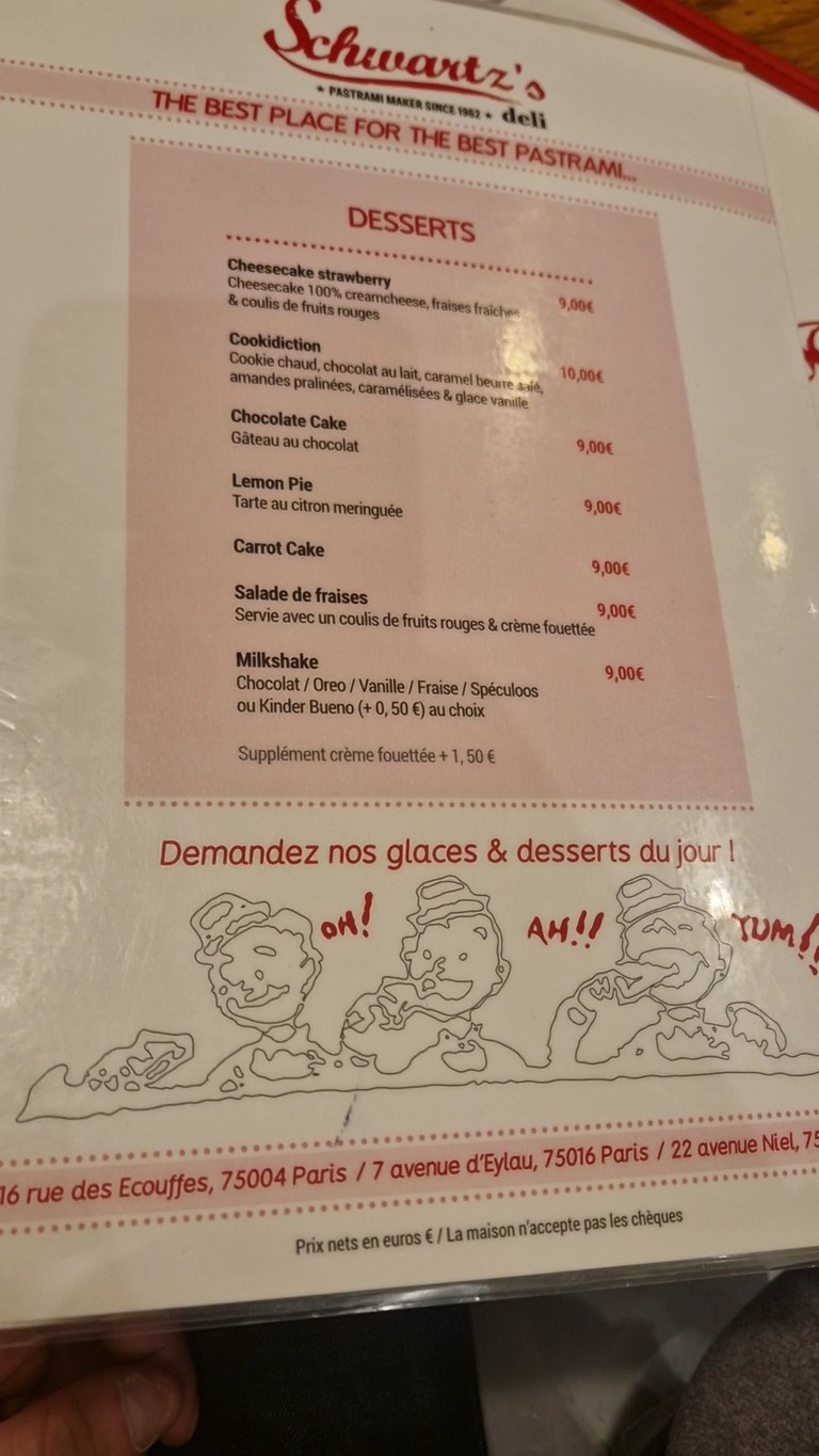 Schwartz’s Deli menu 2