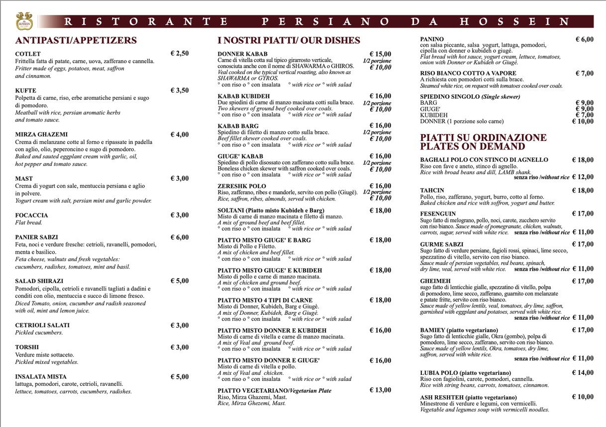 Kebab Iranian Restaurant menu 2