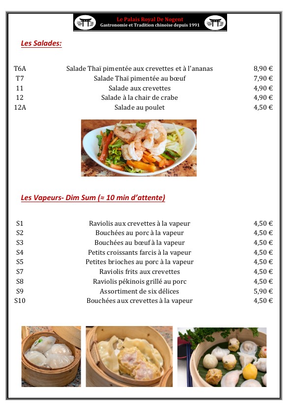Palais Royal de Nogent menu 2