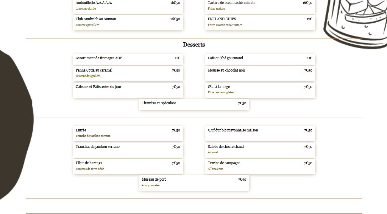 La Belle Époque menu 3