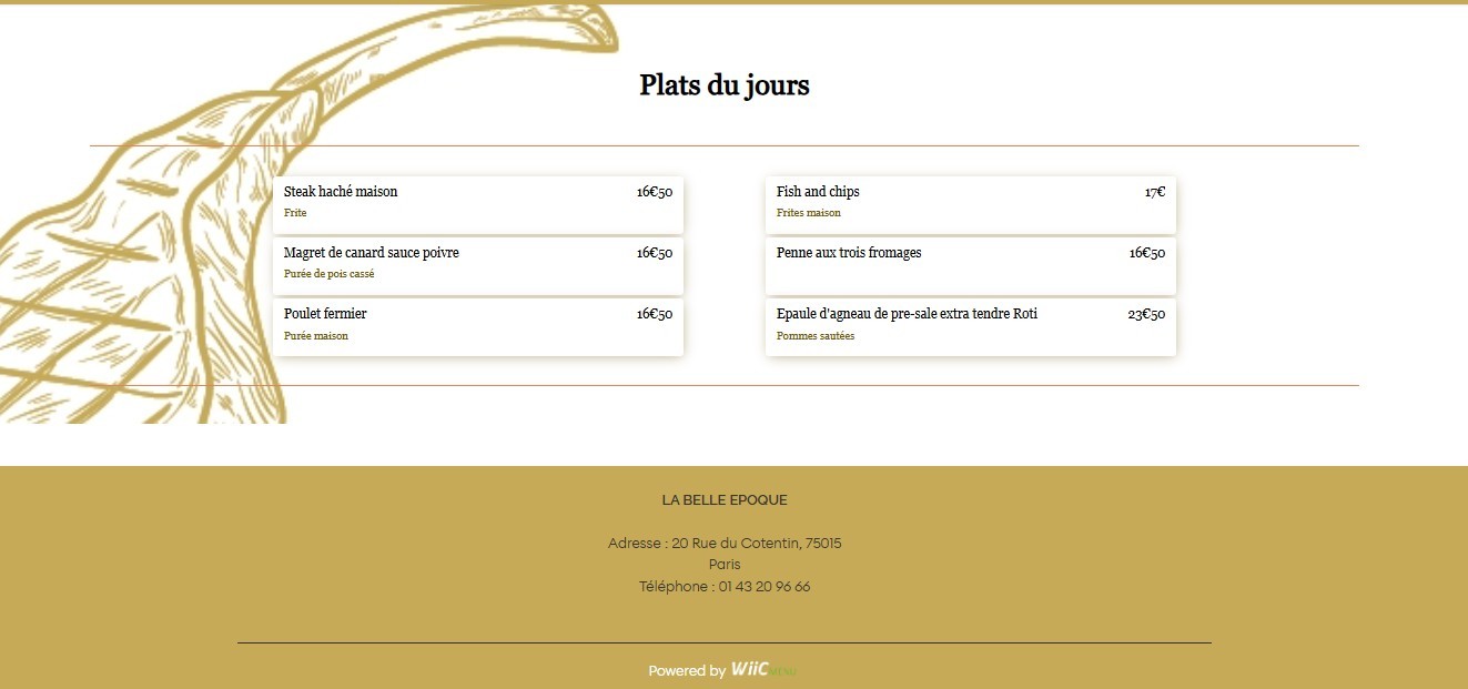 La Belle Époque menu 4