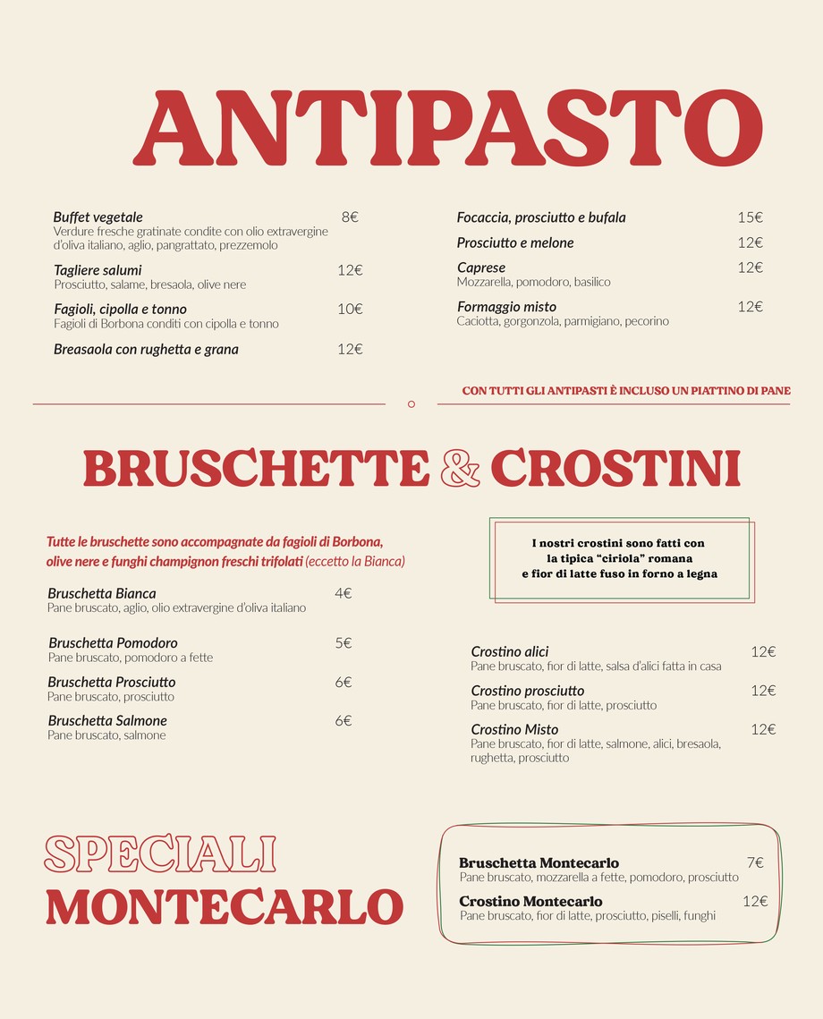 La Montecarlo menu 2