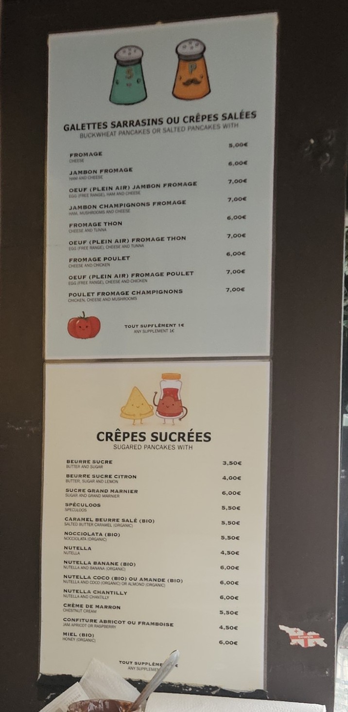 La Crêperie mon ami menu 1